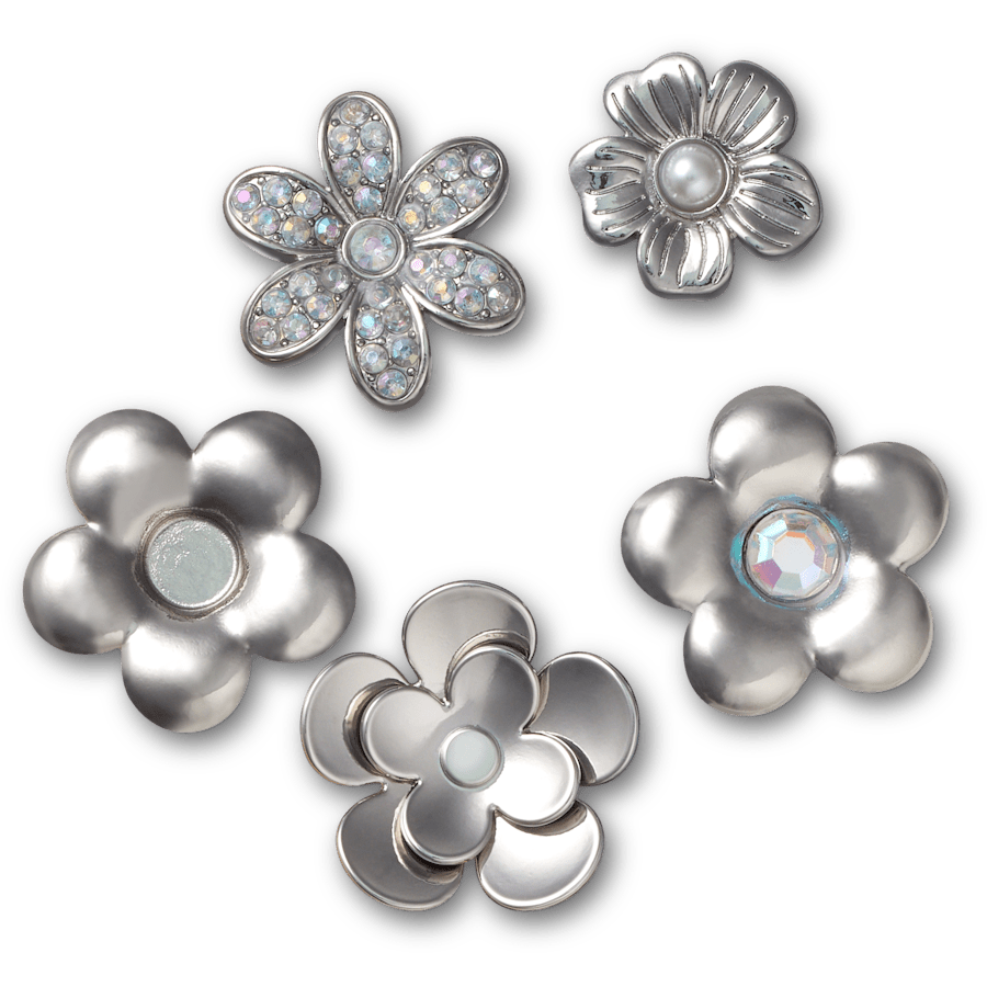 Crocs | Monochrome Slvr Flwrs 5 Pack Jibbitz™ charms Sale