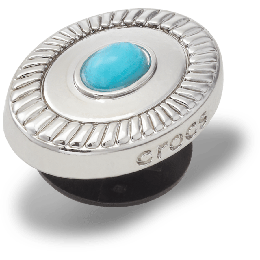 Crocs Silver Turquoise Emblem Jibbitz™ charms On Sale