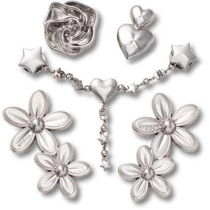 Crocs Silver Meta Floral 5 Pack Jibbitz™ charms Sale