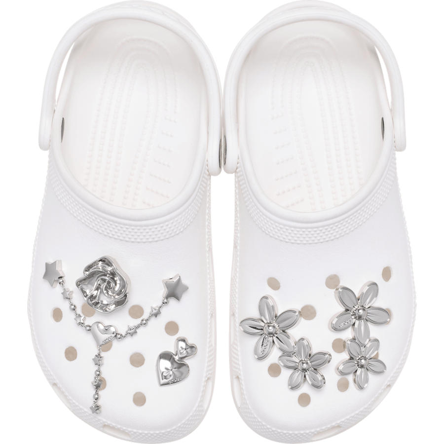 Crocs Silver Meta Floral 5 Pack Jibbitz™ charms Sale